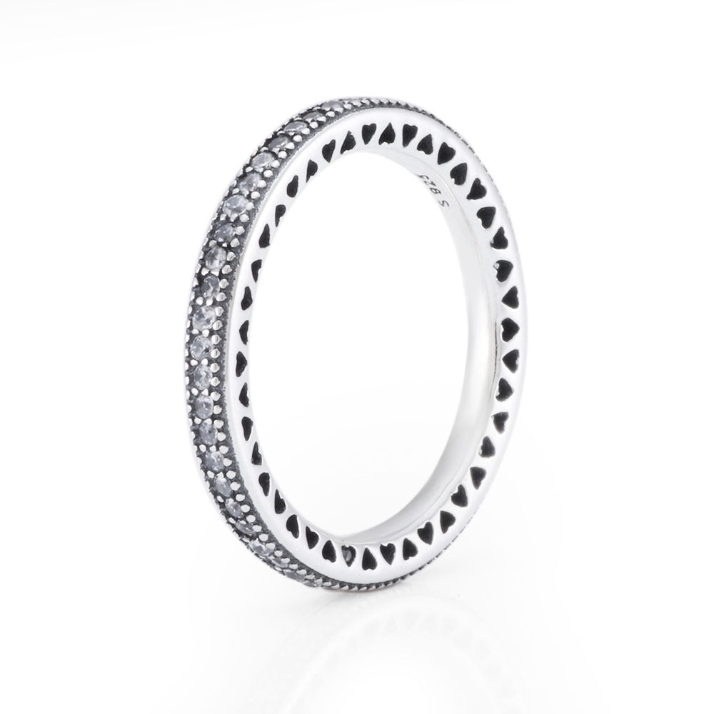 925 Sterling Silver Love Heart Full Ring