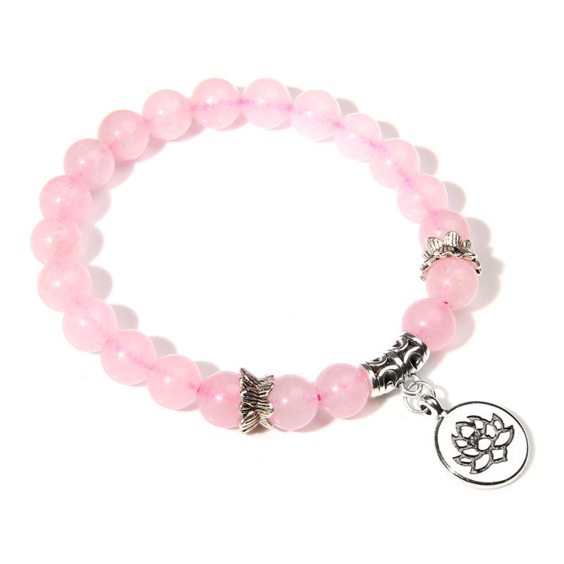 Crystal Lotus Pendant Gemstone Bead Bracelet