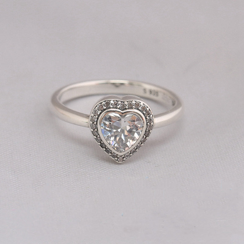 Authentic 925 Sterling Silver Ring Sparkling Love Heart ring