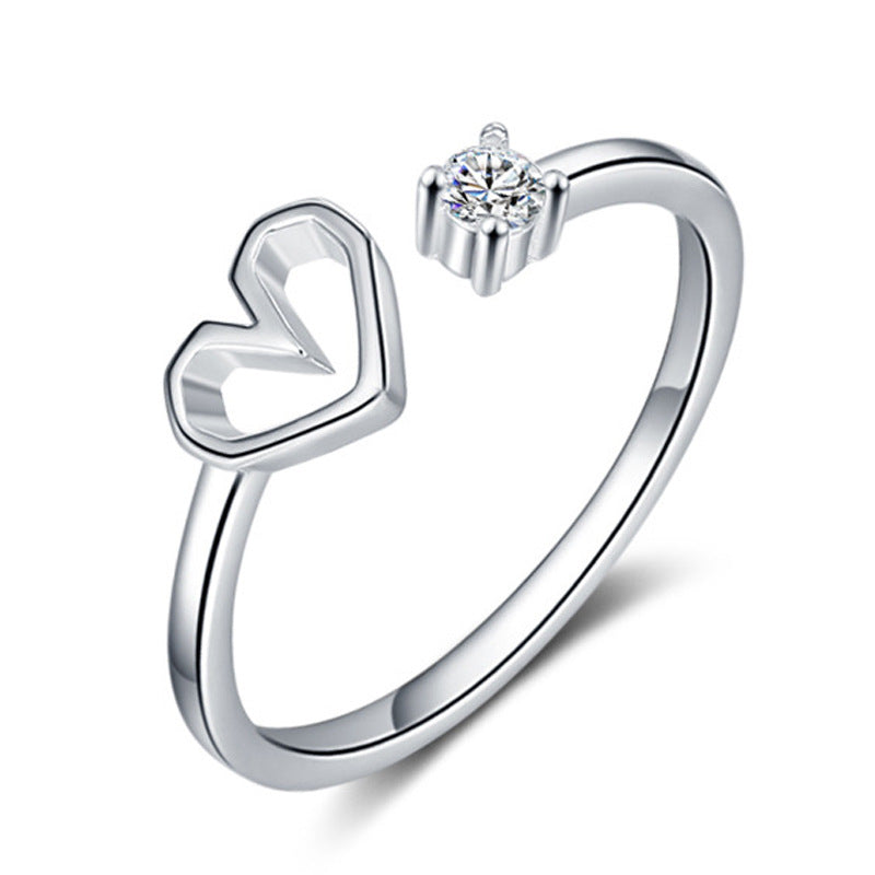 925 sterling silver heart shaped ladies ring