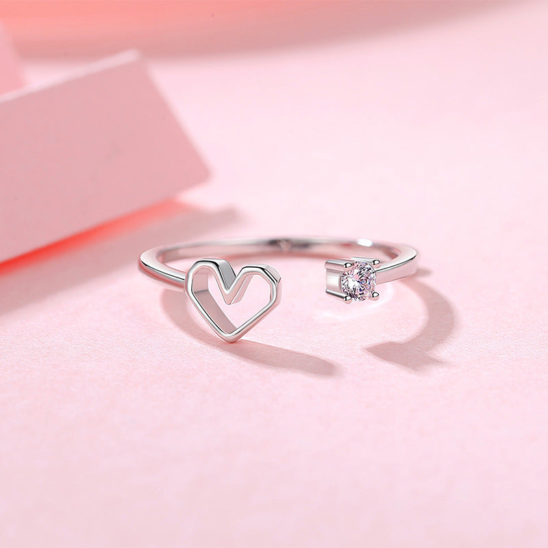 925 sterling silver heart shaped ladies ring