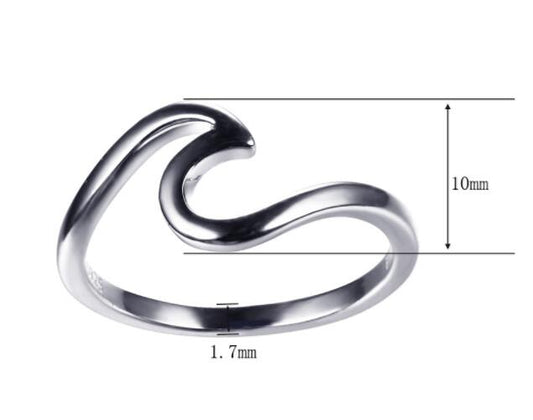 Wave Ring 925 Sterling Silver