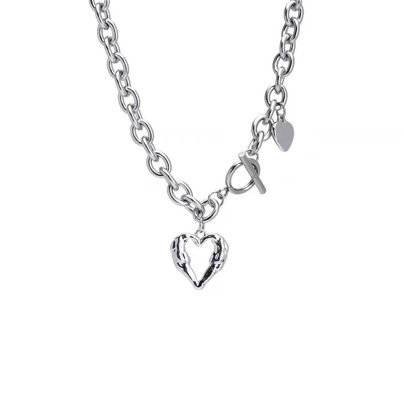 Hollow Heart Titanium Steel No Fading Necklace For Women