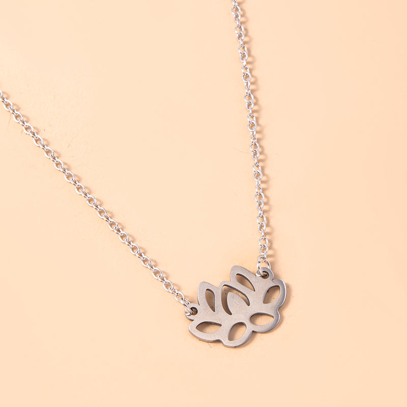 Zen Buddhist Lotus Stainless Steel Pendant Necklaces For Women Men