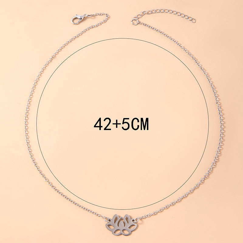 Zen Buddhist Lotus Stainless Steel Pendant Necklaces For Women Men